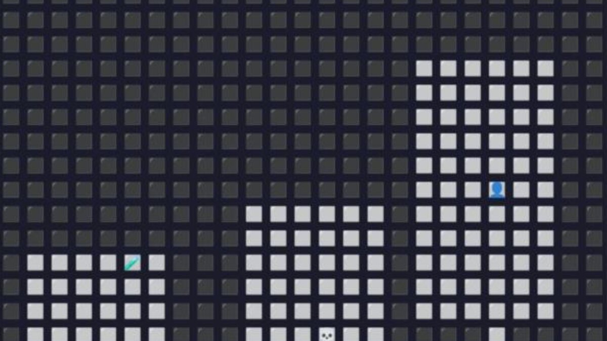 CrawlCore procedural dungeon with the player, monsters, and items