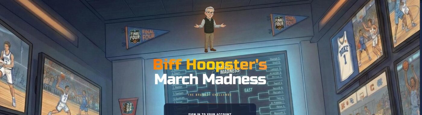 Biff Hoopster's March Madness mascot and bracket hero art