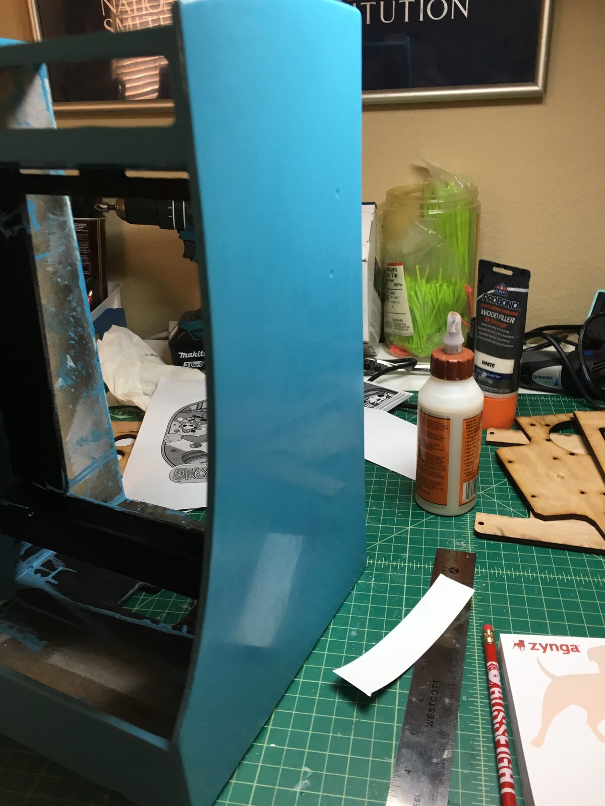 The cabinet after its coat of bright blue